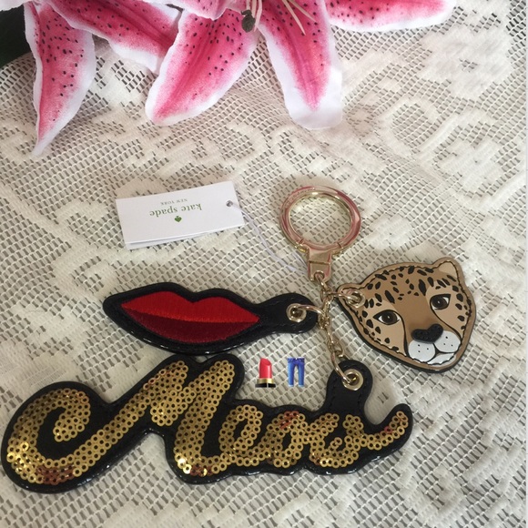 Kate Spade Meow Leopard Ma Cherie Key chain - Picture 2 of 4